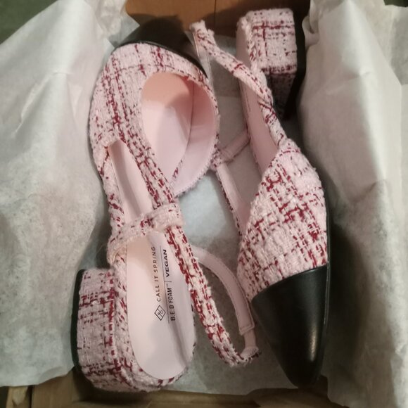 Aldo vegan Call it Spring pink plaid shoes brand new in packaging size 7 - Picture 1 of 4
